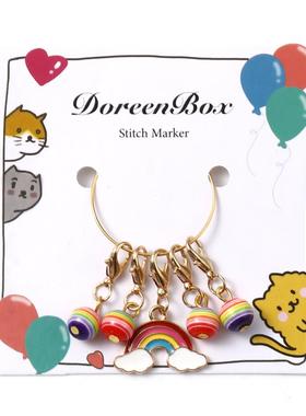 5PCs Enamel Colorful Rainbow Pendants Stitch Markers Needlew