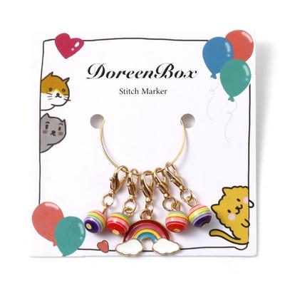 5PCs Enamel Colorful Rainbow Pendants Stitch Markers Needlew