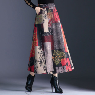 Autumn Winter A-line Long Skirts Womens Maxi Skirt Female Hi