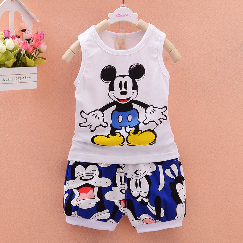 Summer Baby Boy Clothing Set Cartoon Mickey Minnie Girl Vest