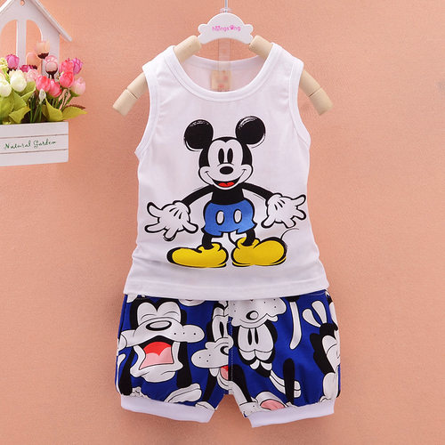 Summer Baby Boy Clothing Set Cartoon Mickey Minnie Girl Vest