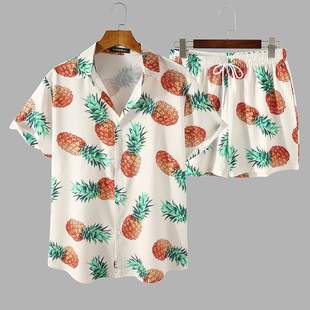 Printing Men Sets INCERUN Summer Fruits Breathable Fashion