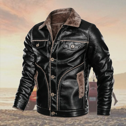 Winter Men's PU Leather Jacket Casual Male Thick Fur Thermal