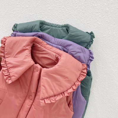 New Autumn Winter Baby Girls Cotton Padded Waistcoats Ruffle