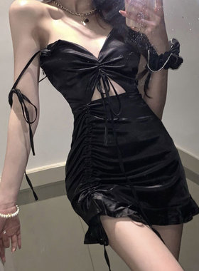 Sexy Black Satin dress Bodycon party dress elegant summer dr