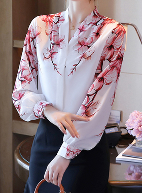 New elegant Women Blouses flower shirts chiffon blouse  Spri