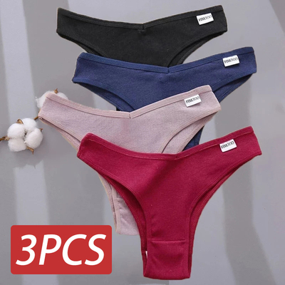 FINETOO 3PCS/Set Women's Panties Cotton Brazilian Underwear