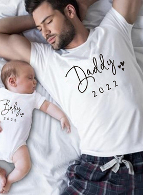 Funny Baby Daddy 2022 Family Matching Clothing Simple Pregna