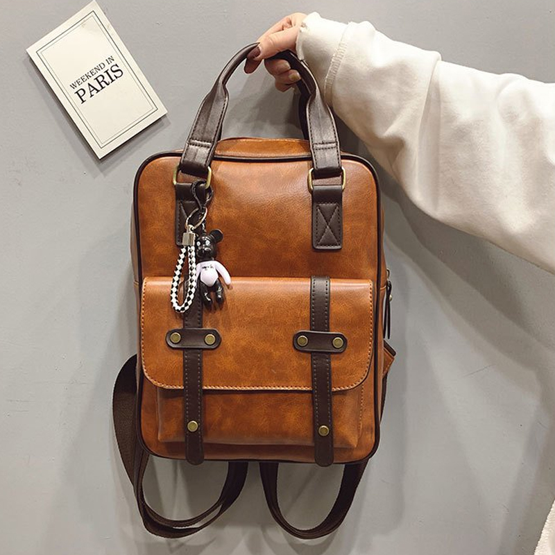 Women Anti Theft Backpacks Students Brown School Bags for Te