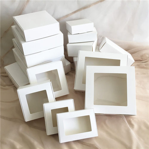 30pcs DIY White Box With Window Paper Gift Box Cake Packagin