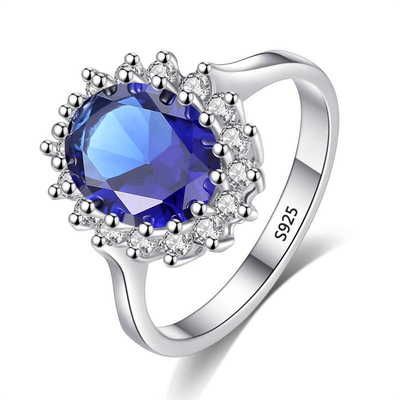 With Certificate Princess Cut 3.2ct Created Blue Sapphire Ri