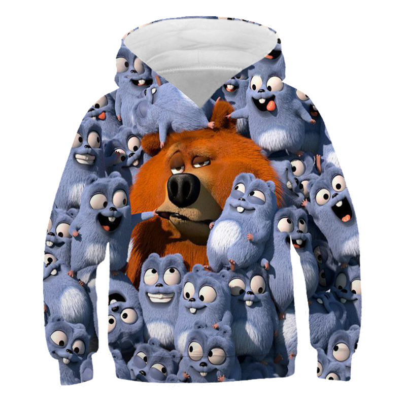 Kids Hoodie Grizzly And The Lemmings Cartoon Sweatshirt Long