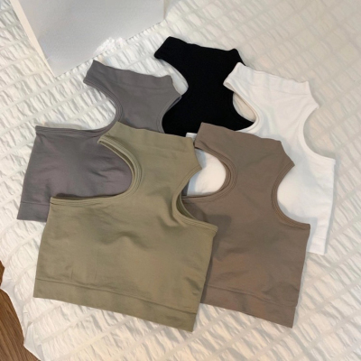 Tops for Woman Knitted Sexy Crop Tops Off Shoulder Halter Ta