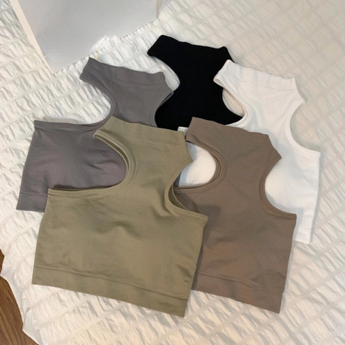 Tops for Woman Knitted Sexy Crop Tops Off Shoulder Halter Ta