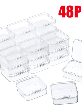 48Pcs 4.3*4.3*2cm Mini Clear Plastic Storage Box Containers
