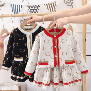 Kid Clothes Girls 2pcs knitted Sweaters Set Autumn Winter Pr