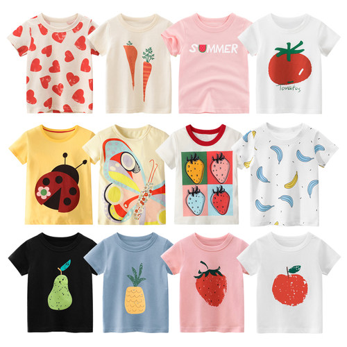 HH Girls T shirt Summer Cartoon Baby Girl T-shirt Kids Cloth