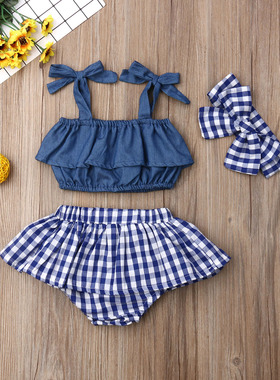 New Fashion Newborn Clothes Sets Baby Girl Sling Ruffle Crop