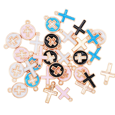 30pcs/lot Candy Color Cross Oil Drop Charms DIY Bracelet Nec
