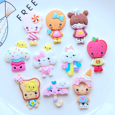 10Pcs/lot New Cartoon Biscuit Animal Series Flatback Resin C