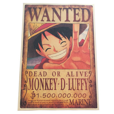 Cartoon One Piece Anime Figure Wanter Dead Or Alive Poster 5