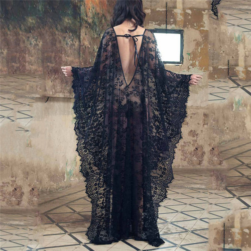 2021 New Women Lace Chiffon Kimono Beach Bikini Cover Up Wra