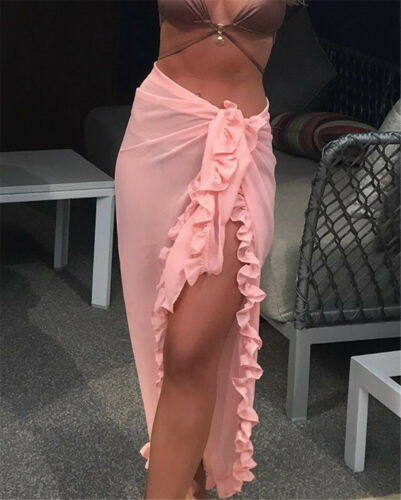Womens Mesh Sheer Sarong Beach Cover Up Wrap Ladies Bikini P