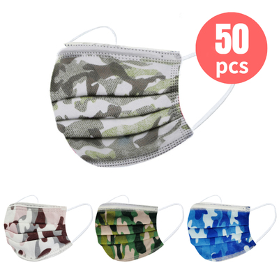 50pcs Camouflage Mask Kids Disposable Face Mask 3 Layer Chil