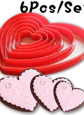 6Pcs Heart Cookie Biscuit Fondant Cake Cutter Decor Tools Mo