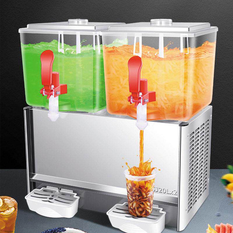 20L商用冷饮机可放果粒缸双缸冷双温果汁机juicedispenser
