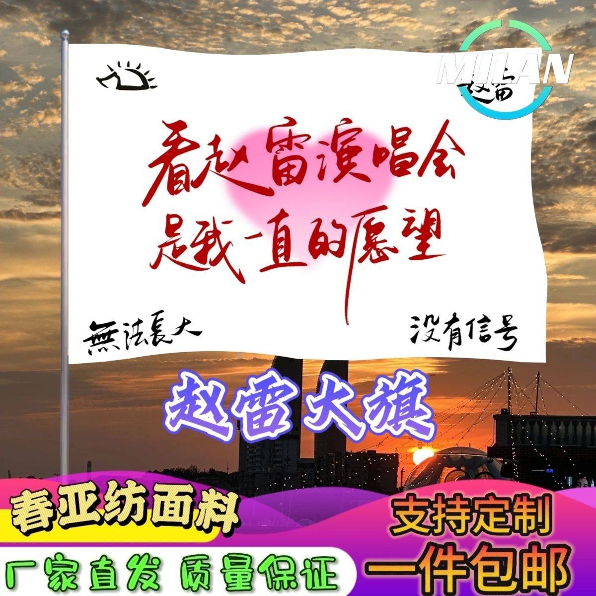 赵雷大旗 音乐节赵雷应援 演唱会现场巡演摇旗呐喊 赵雷旗帜定制