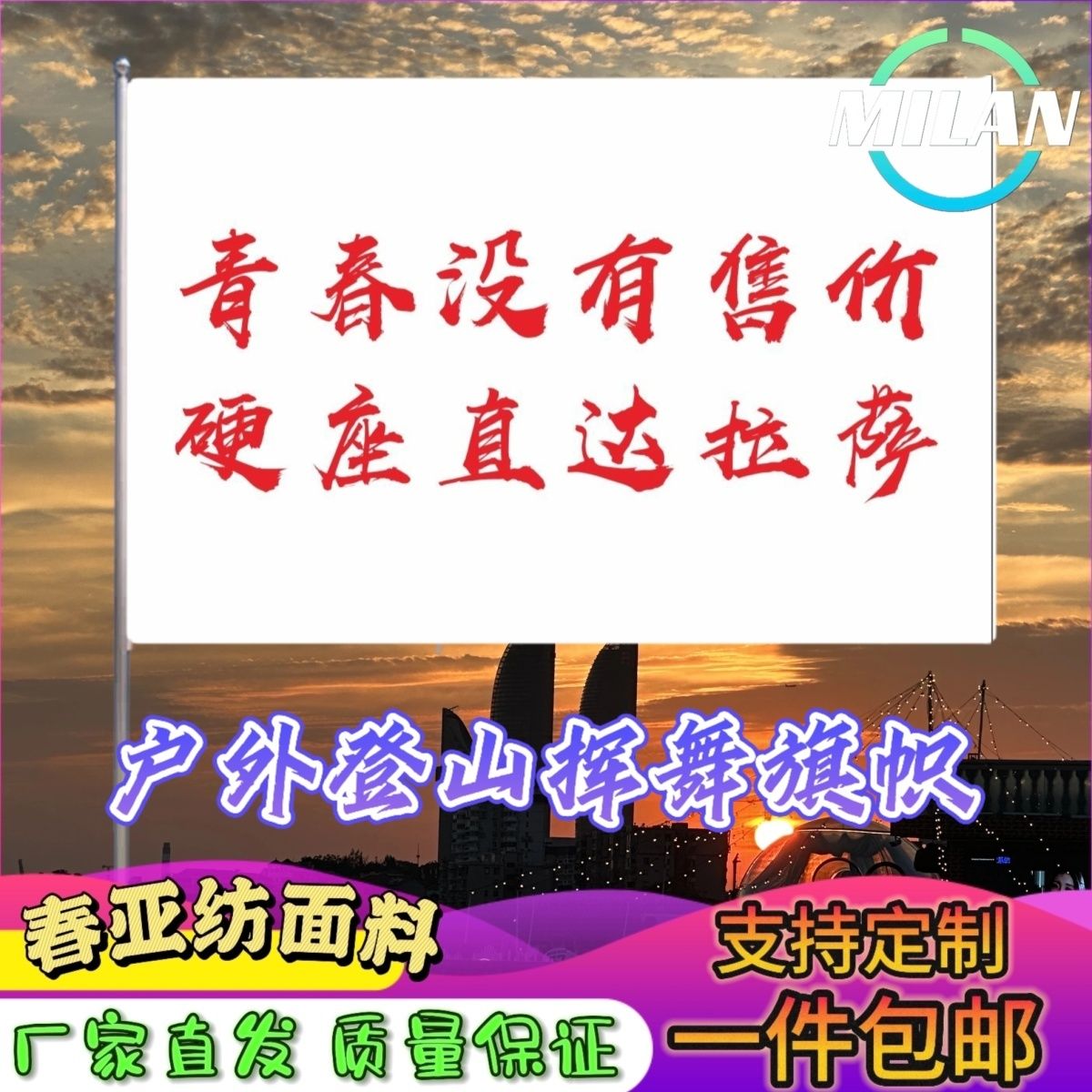 青春没有售价硬座直达拉萨旗子定做登山大旗音乐节手摇旗定制文案