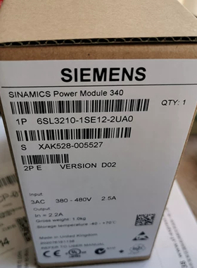 6SL3210-1SE12-2UA0 Siemens西门子全新原装现货销售工业控制设备