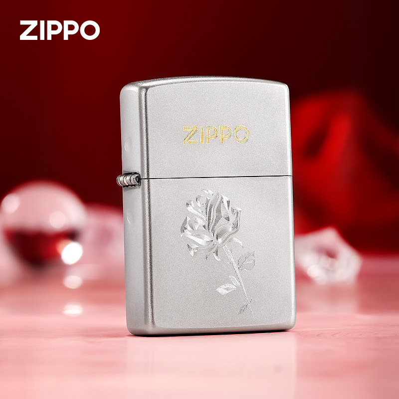 zippo打火机玫瑰花热恋玫瑰双色磨砂原装正品煤油防风男女士礼物