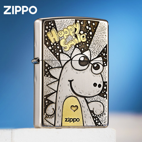 zippo微笑恐龙打火机礼物男士