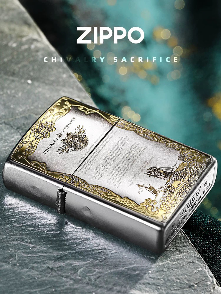 zippo打火机原装正品骑士七准则骑士誓言磨砂煤油防风男士礼物版