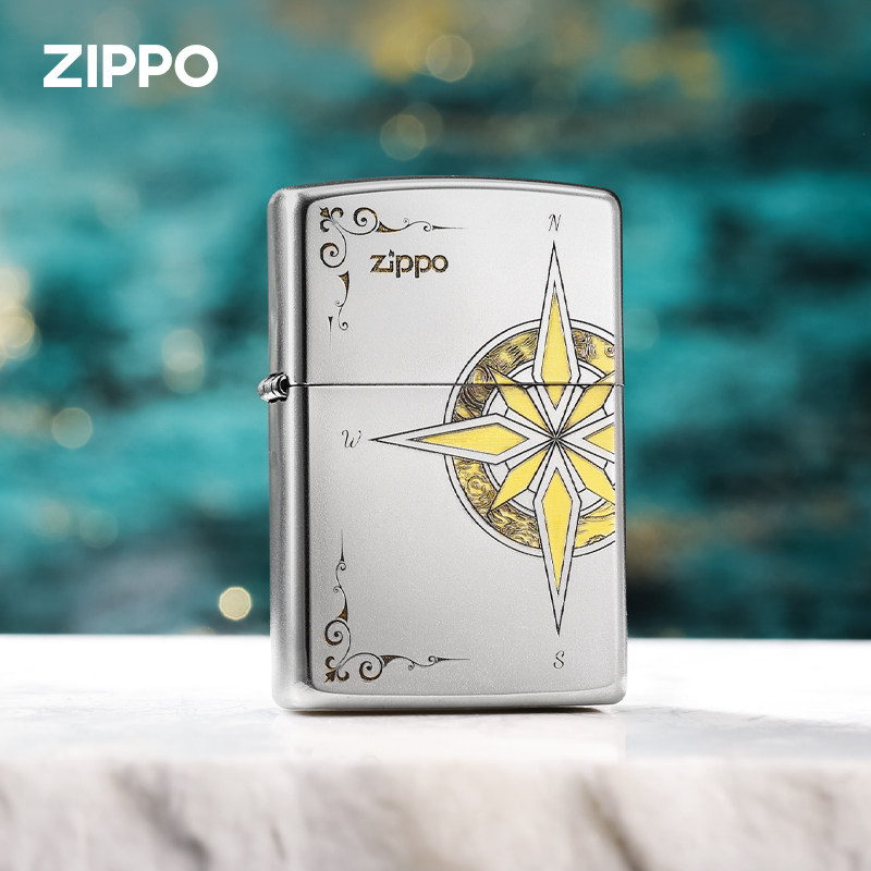 zippo打火机原装正品爱情指南针深雕磨砂煤油防风男女送礼物正版