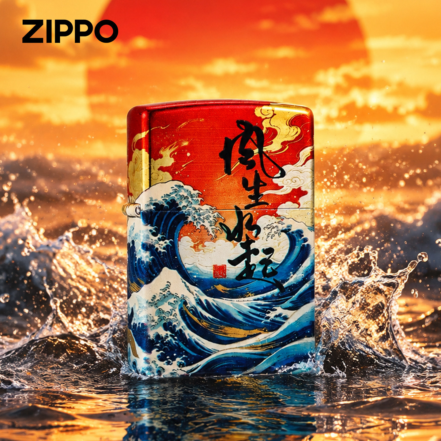 Zippo镀银烫金防风煤油打火机