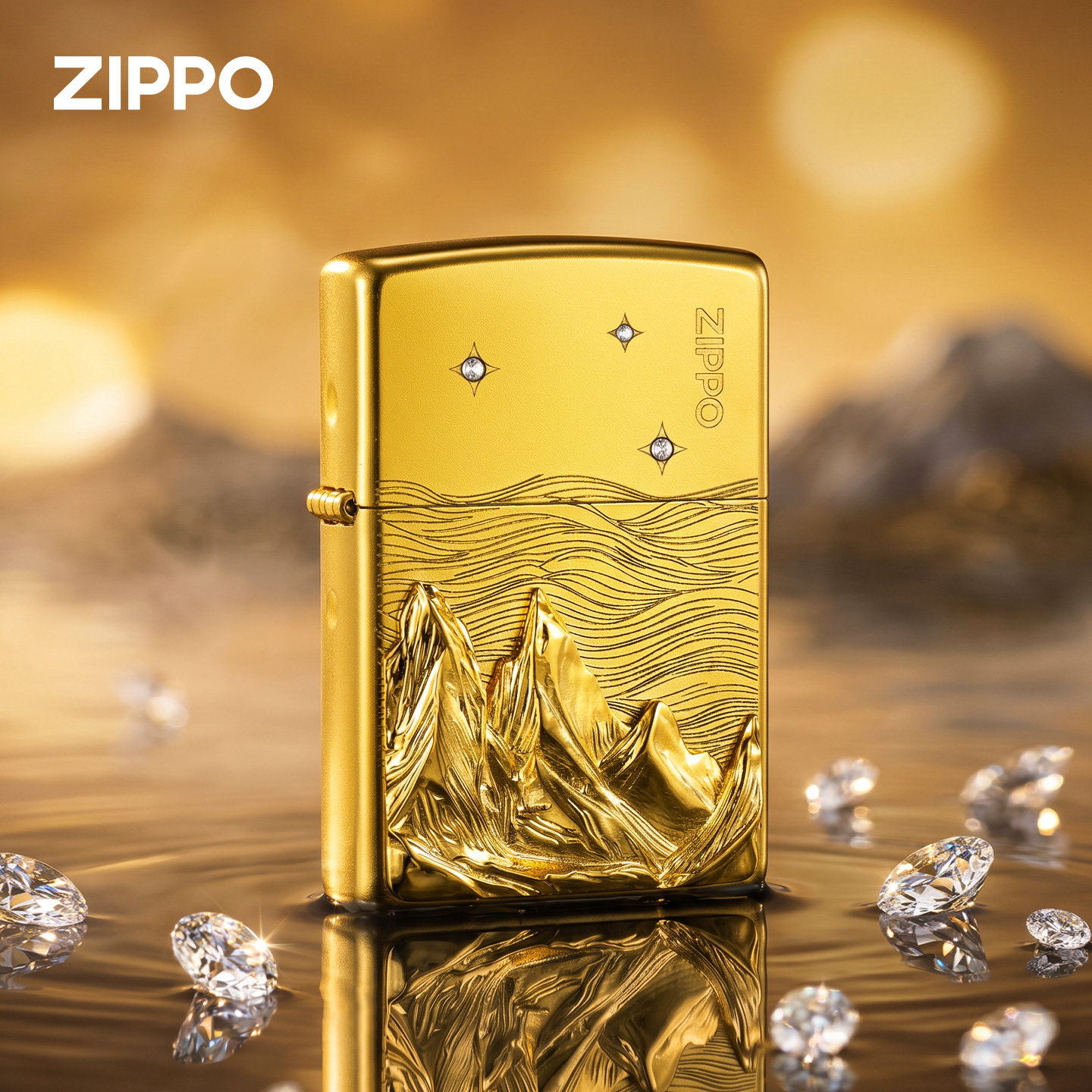 zippo镀金贴章防风煤油打火机