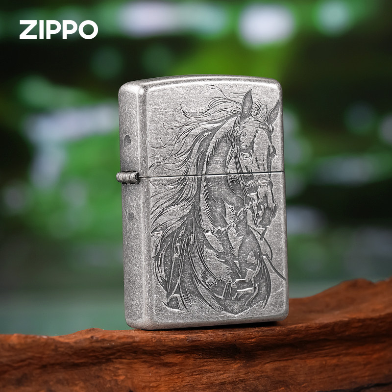 zippo打火机原装正品马到成功古银蚀刻生肖马煤油防风男女送礼物