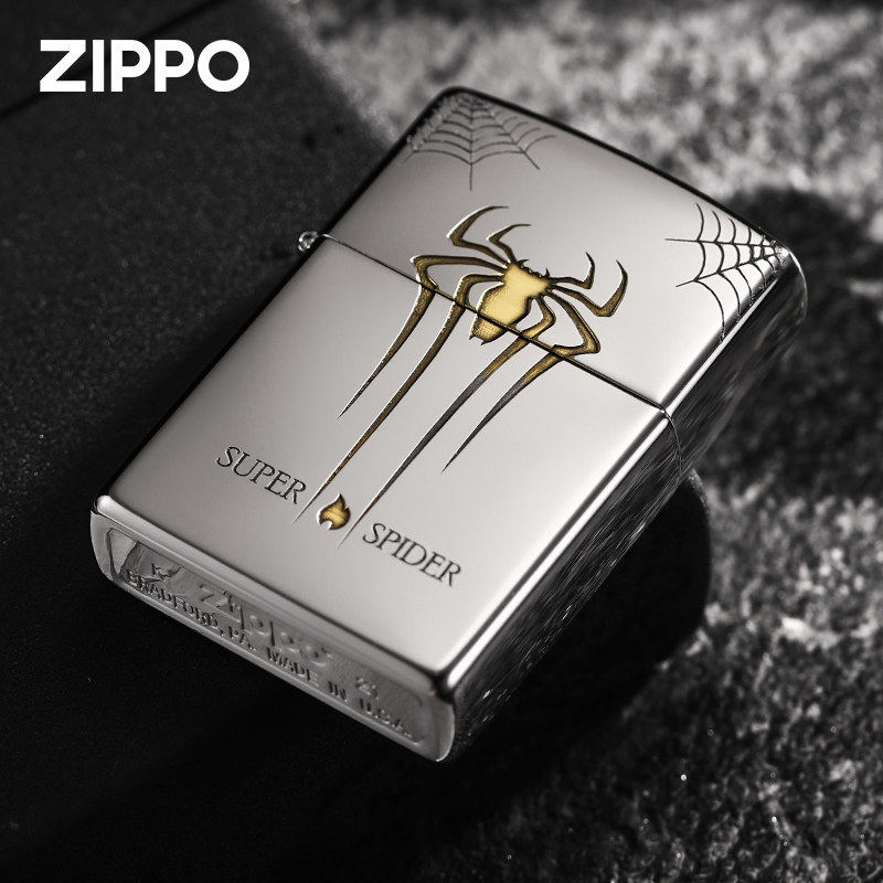 zippo打火机原装正版蜘蛛英雄镜面双面图案煤油防风个性男友礼物
