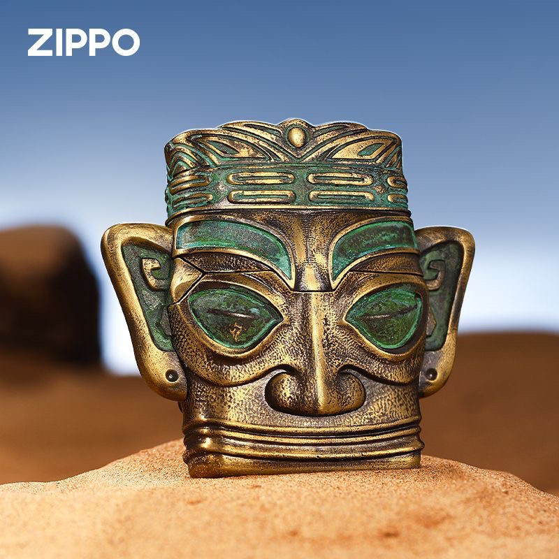 zippo打火机原装正品青铜三星堆面具磁吸复古煤油防风送男女礼物