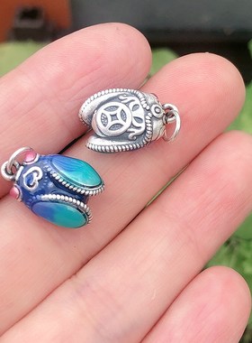 女银饰999足银复古烧项坠/吊坠