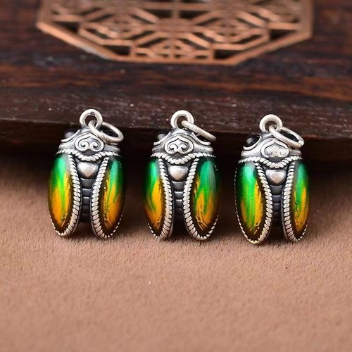 烤蓝一鸣惊人纯银饰手工女珐琅配