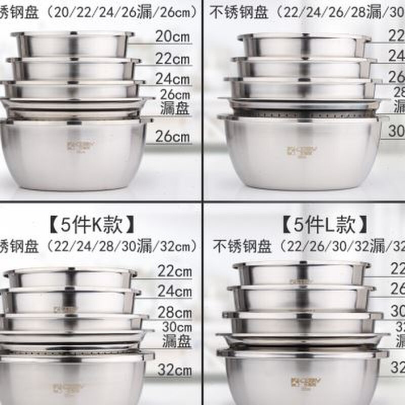 新款不锈钢盆圆形厨房家用加深加厚套装汤盆打蛋和面淘米沥水洗菜