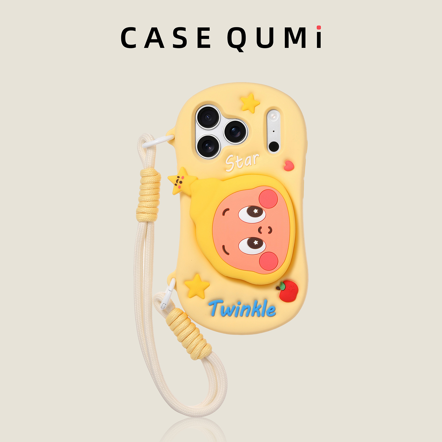 黄底支架星星人带挂绳适用苹果17手机壳新款iphone17套苹果17promax全包17pro防摔苹果16硅胶15外壳14超火13