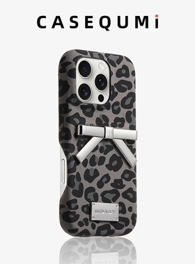 黑色豹纹蝴蝶结适用苹果17手机壳新款iphone17套苹果17promax全包苹果16防摔苹果15硅胶14pro外壳13promax