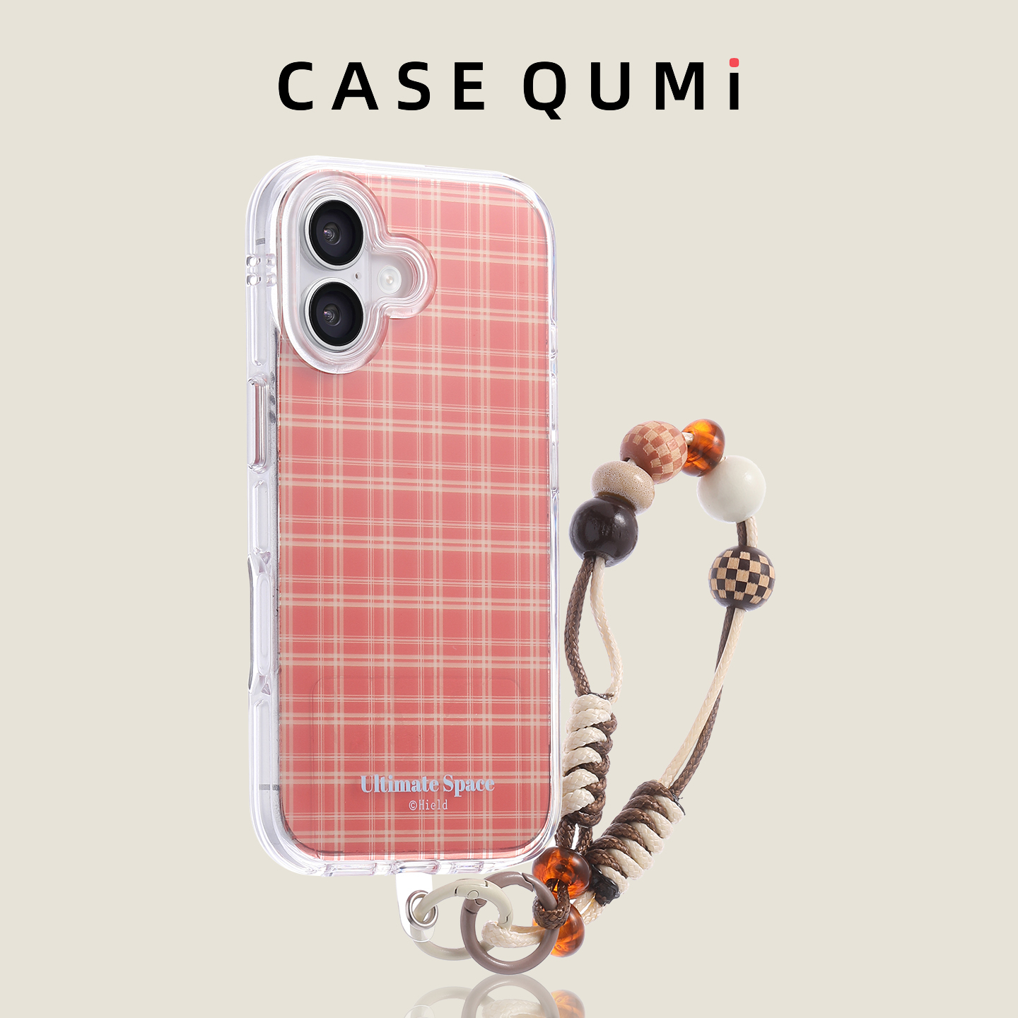 橙色格纹大孔带挂绳适用苹果17手机壳新款iphone17套苹果17promax全包17pro防摔苹果16硅胶15外壳14pro爆款13