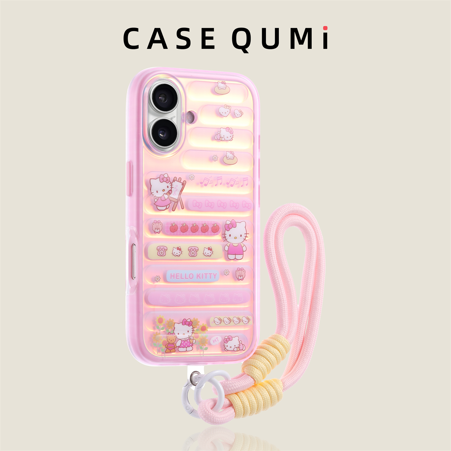 粉行李纹熊KT猫带挂绳适用苹果17手机壳新款iphone17套苹果17promax全包17pro防摔苹果16硅胶15外壳14爆款13