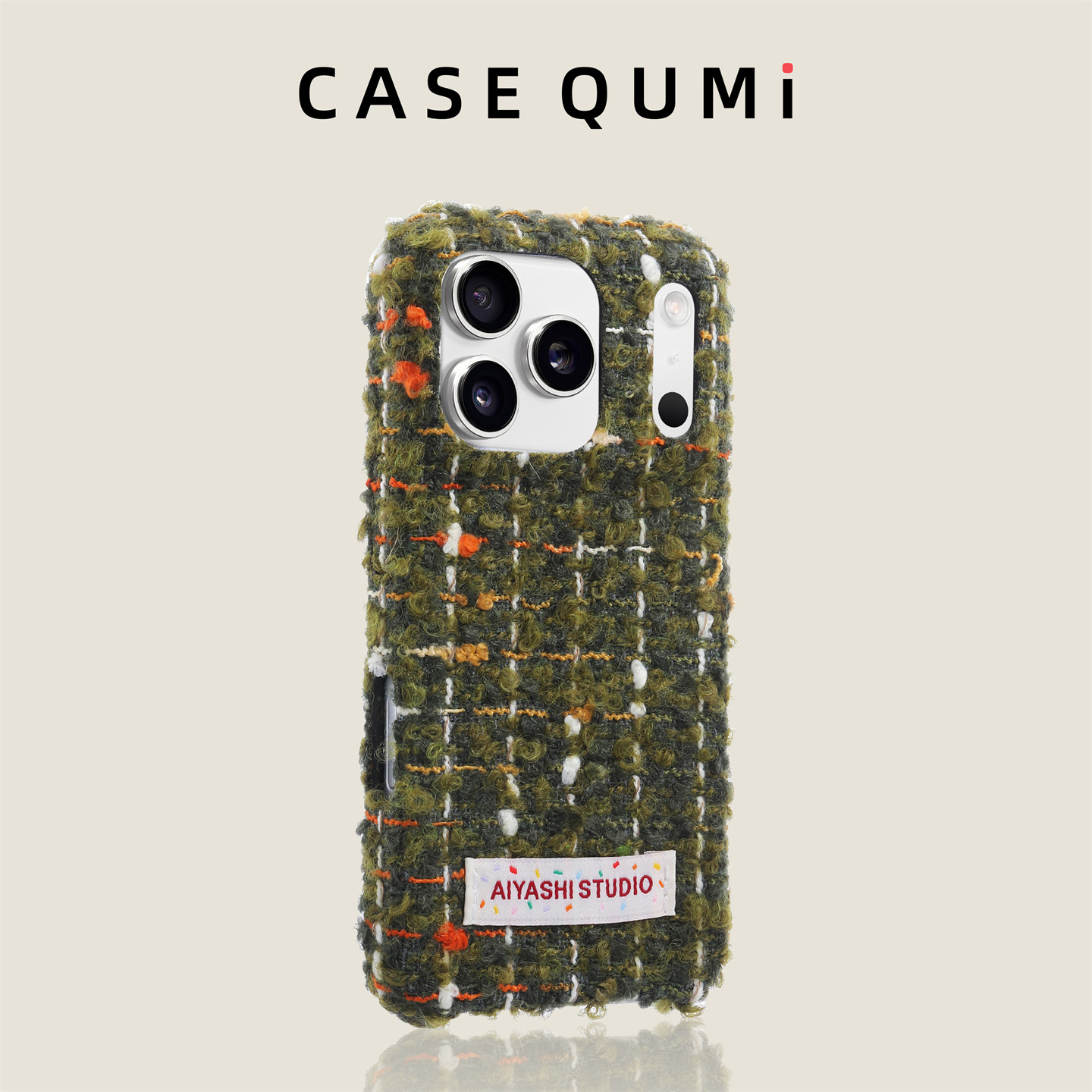 苔藓绿半框格纹毛绒适用苹果17手机壳新款iphone17套苹果1